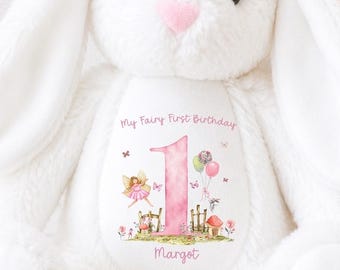 Fairy 1st Birthday gift | Personalised Bunny Soft toy | First birthday gift | Birthday Girl Tshirt Pyjamas