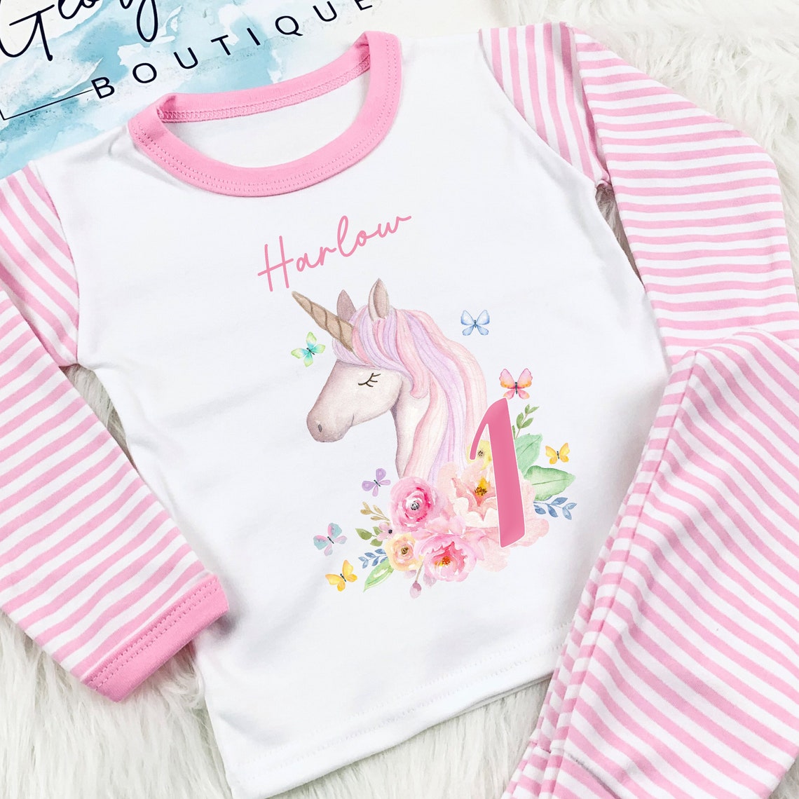 Girls Personalised Birthday Pjs Birthday Pyjamas 1st Etsy UK
