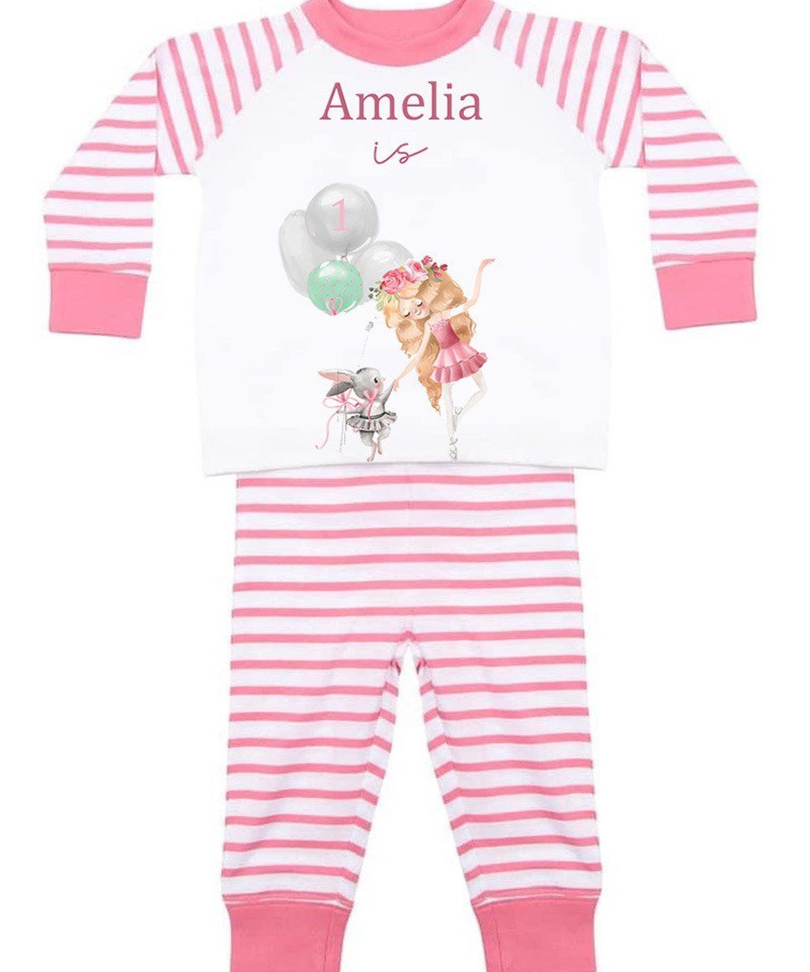 Girls 1st birthday pjs first birthday pyjamas birthday pjs Etsy