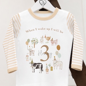Farm birthday pyjamas | When I wake up I’ll be three pjs | Birthday Eve pyjamas | Ages 1-6 available