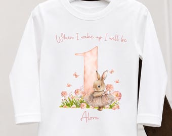 Some Bunny is One Pyjamas | Girls bunny birthday pjs | Baby girl 1st birthday pjs | When I wake up I’ll be one | Ages 1-3 available