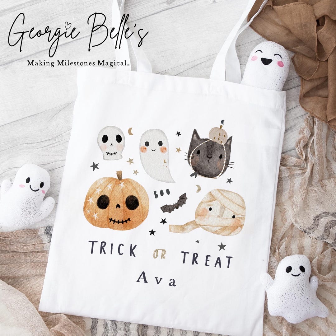 Personalised Halloween Tote Bag for Kids | Trick or Treat Bag With Name ...