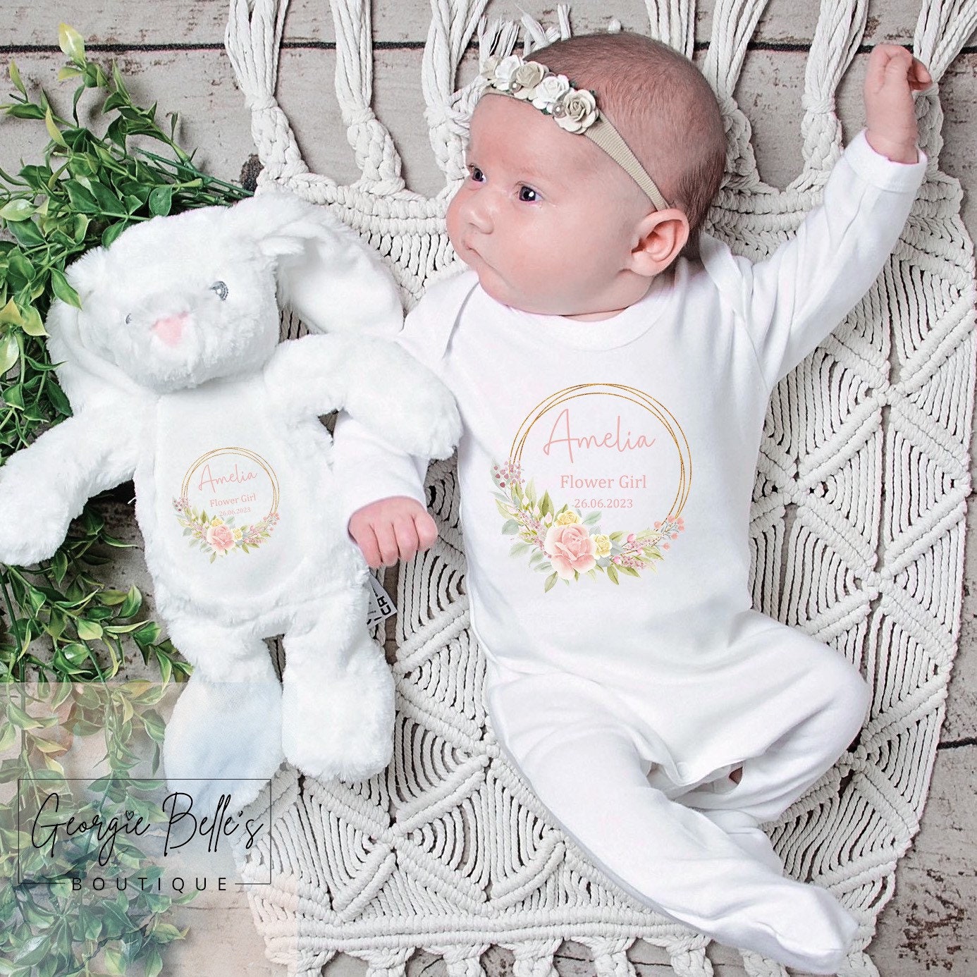 Flower girl deals baby grow