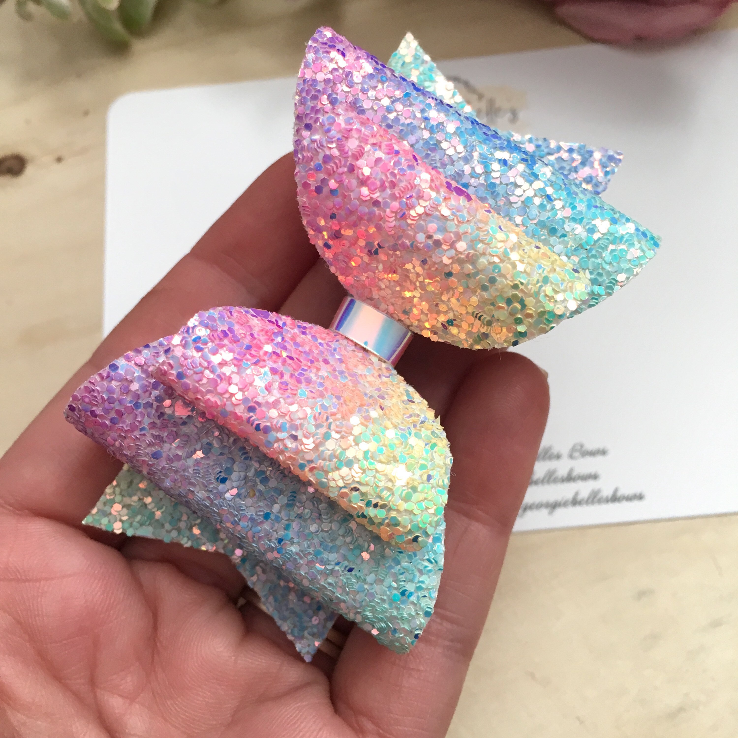 Rainbow Glitter Hair Bow Girls Hair Bow Glitter Bow Baby Etsy UK