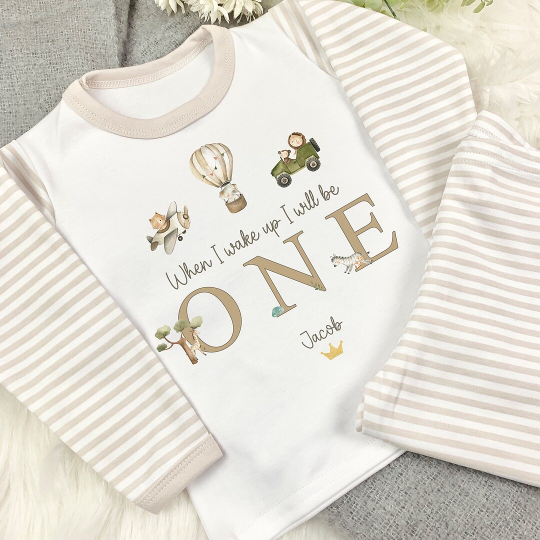 Personalised Boys Safari Birthday Pyjamas When I Wake up Ill Be One Two Three 1st 2nd 3rd Birthday Baby Birthday Pajamas Etsy Canada