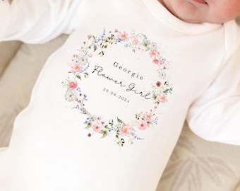 Body de niña de las flores personalizado / Traje de bebé para boda / Mono con inicial floral / Regalo para bebé para fiesta nupcial / Conejito a juego