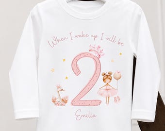 Personalised Ballerina Birthday Pyjamas | Girls Birthday Pjs | When I wake up Pjs | First Birthday | Second Birthday | Baby girls Pyjamas