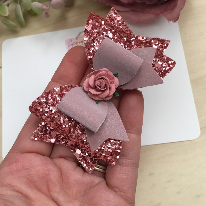 Dusky Pink Hair Bow Pink Bow Pink Hair Bow Glitter Hair Etsy