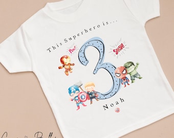 Superhero birthday tshirt | Boys personalised birthday tshirt | Any age | Superhero top | Boys birthday T-shirts