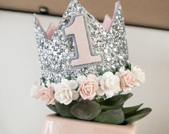 Silver birthday crown, first birthday crown, baby crown, cake smash crown, baby birthday crown
