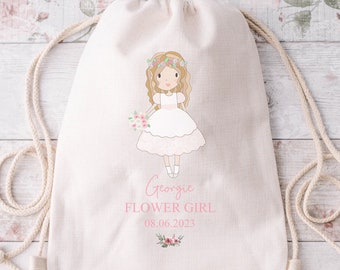 Flower girl / page boy gift bag, tote bag, drawstring bag, flower girl / page boy proposal gift, wedding gift bag, personalised gift bag