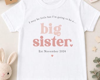 Camiseta personalizada de hermana mayor / Anuncio de hermana mayor / Regalo para hermana mayor / Anuncio de hermana mayor / Ascendida a hermana mayor
