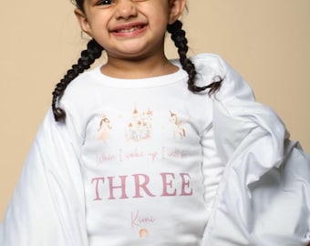 Personalised Unicorn Birthday Pyjamas | Girls Birthday Pjs | When I wake up Pjs | First Birthday | Second Birthday | Baby girls Pyjamas