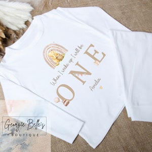 Bear Design Girls Birthday 1st Birthday When I Wake up Ill Be