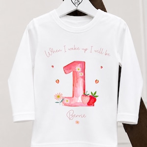 Girls Strawberry birthday pyjamas | My berry first birthday | Personalised baby girls pjs