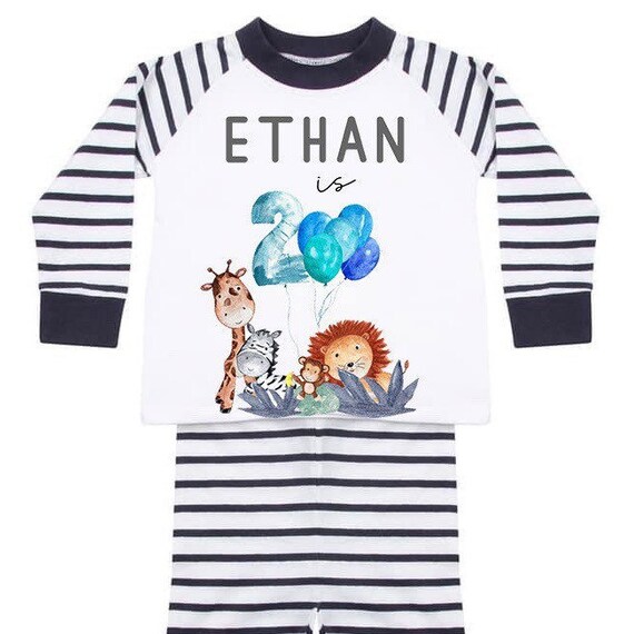 Boys Personalised Birthday Pjs Birthday Pyjamas 1st Birthday Etsy UK