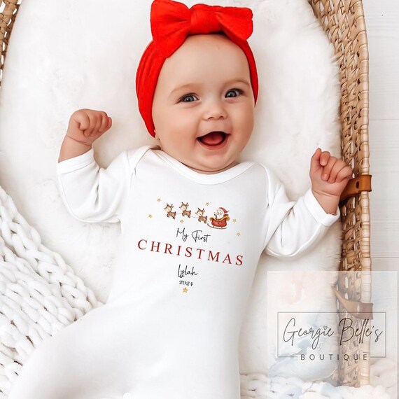 First Christmas Babygrow Baby Christmas Outfit 1st Xmas Bib 1st Christmas Vest Baby Girl or Boy Christmas Outfit Baby Xmas Pjs Etsy Canada