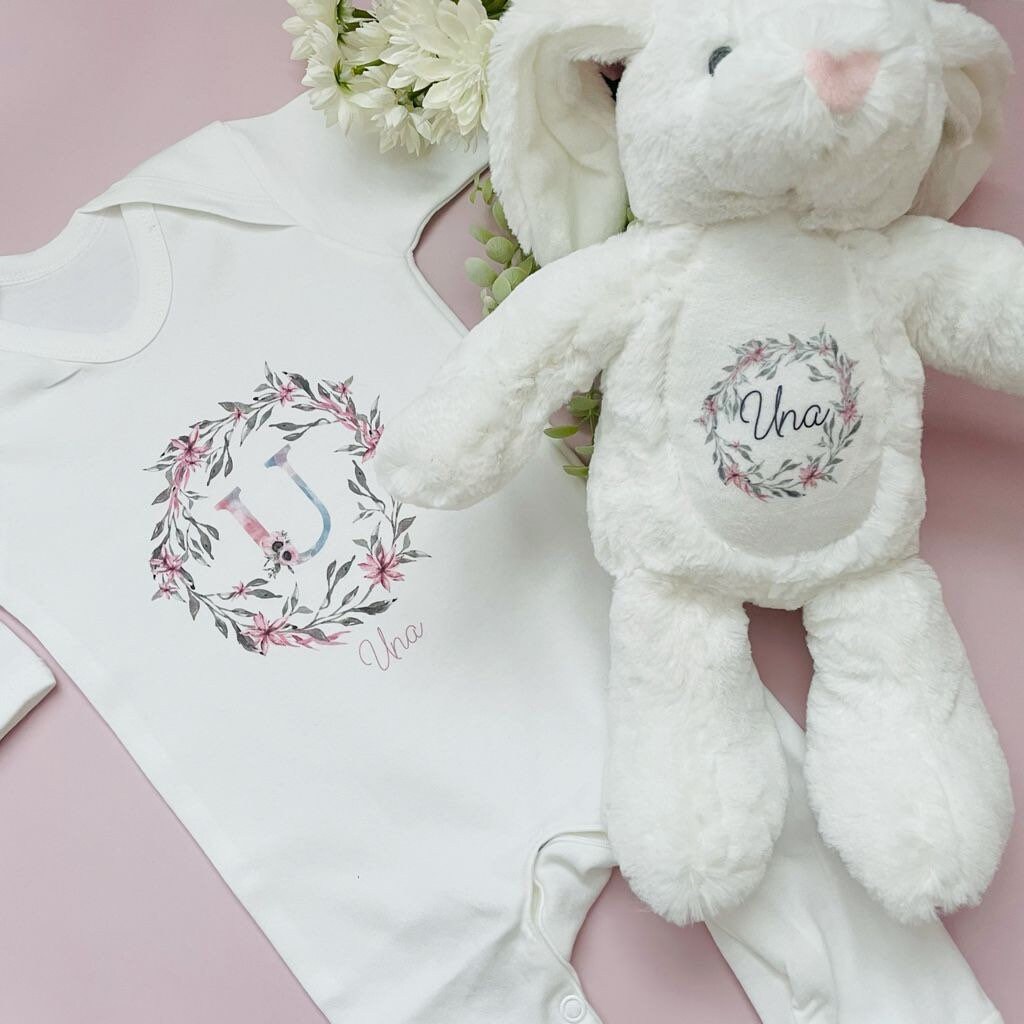 Personalised Baby Girls Sleepsuit / Babygrow / Vest / Bunny Etsy UK