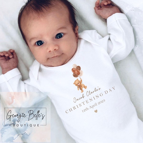 Baby boys christening outfit, Personalised christening / baptism / naming day gifts for baby girls, bib, sleepsuit, moneybox, vest