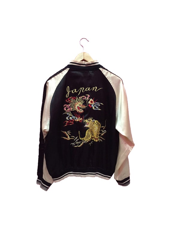 Vintage Japanese Sukajan Tiger Dragon Embroidery J