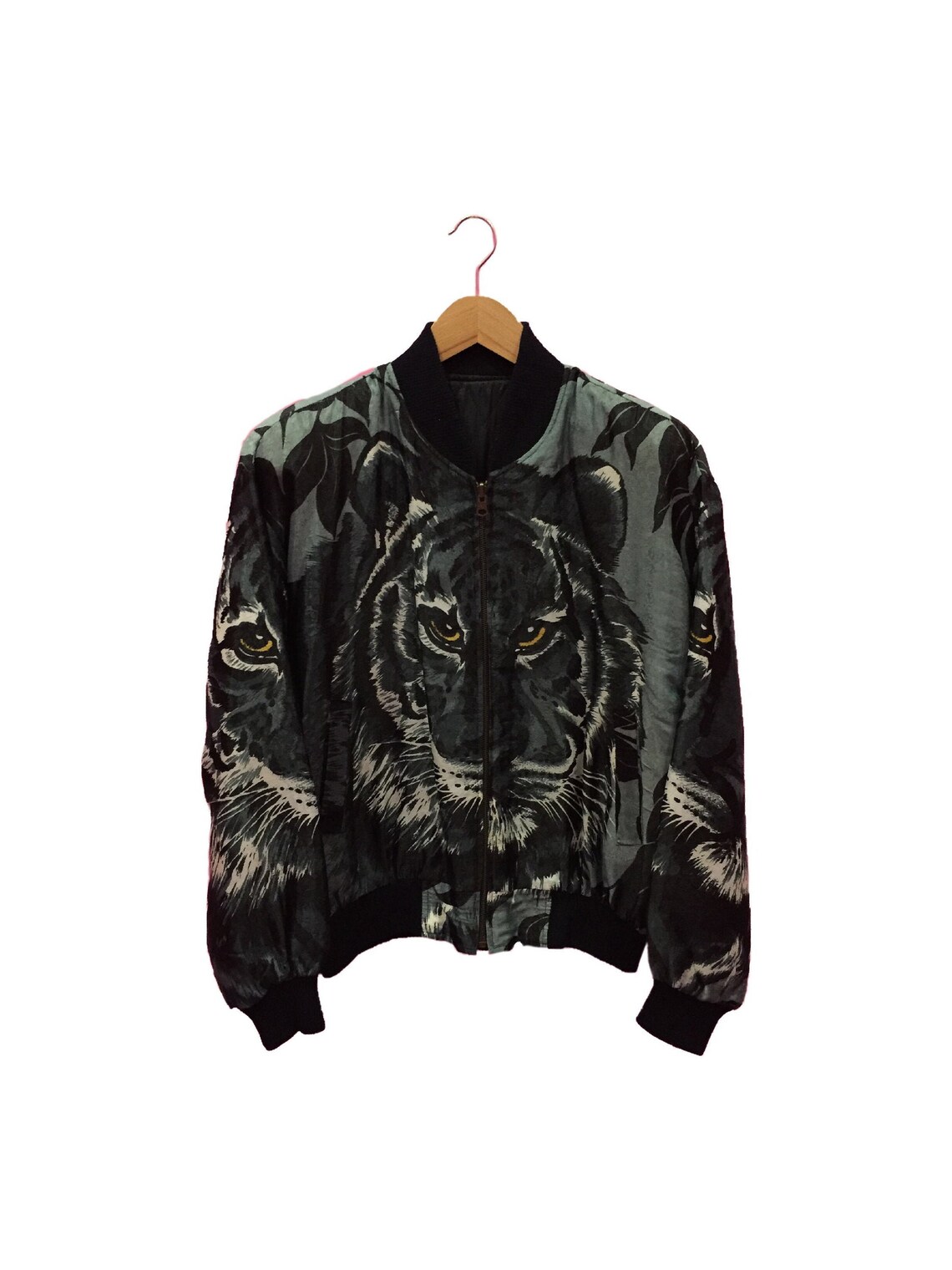 Vintage Tiger Print All Over Jacket Vintage Tiger Bomber Etsy