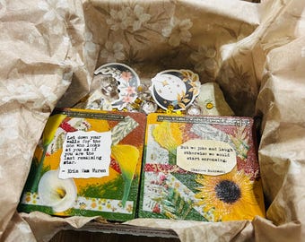 Handmade Wooden Coaster Set | Boho, Gothic, Kitty Designs