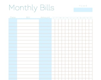 Printable Monthly Bill Tracker and Password Login Organizer - Etsy