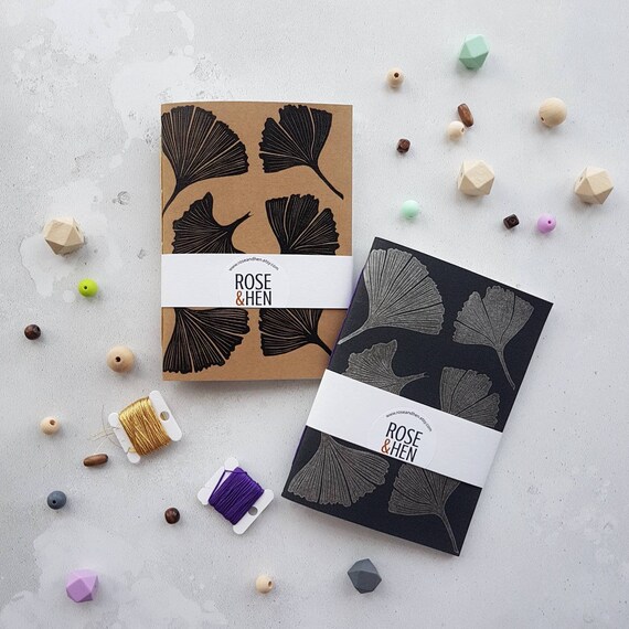 Handmade Ginkgo Leaf Artist's Sketchbook, Hand Stitched Notebook