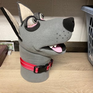 Dog hand professional puppet.