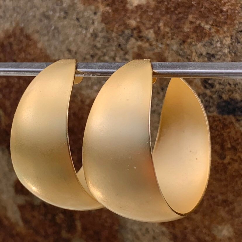 Matte Gold Wide Hoop Earrings Lightweight Big Gold Hoops Etsy