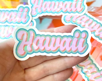 Hawaii | Pastell Island Life Holographischer wasserfester Aufkleber