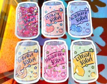 Kawaii Fruity Soda | Cute Holographic Water-Resistant Stickers