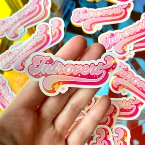 Introvert | Cute Pink Holographic Water-Resistant Sticker