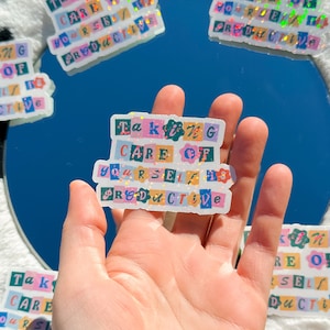 自分を大切にすることは生産的です | かわいいトレンディなホログラフィックステッカー | 耐水性デカール