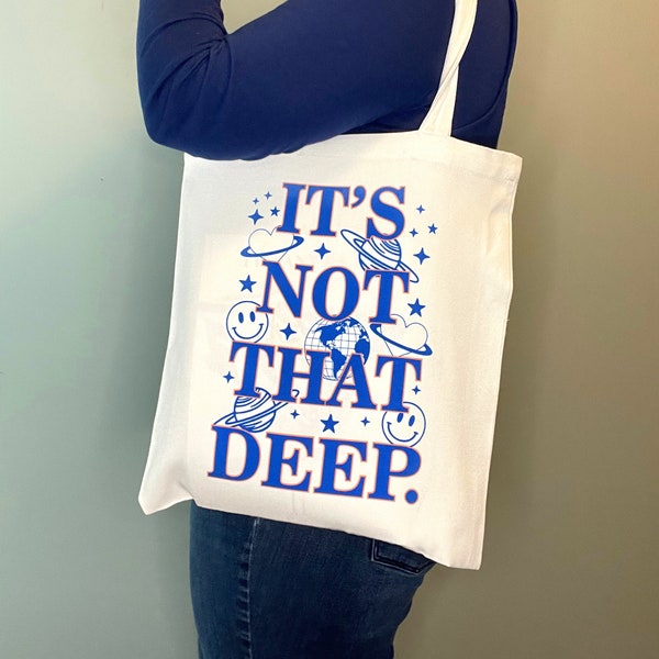 It's Not That Deep | Cute Cosmic Trendy Blue + Pink Canvas Tote Bag