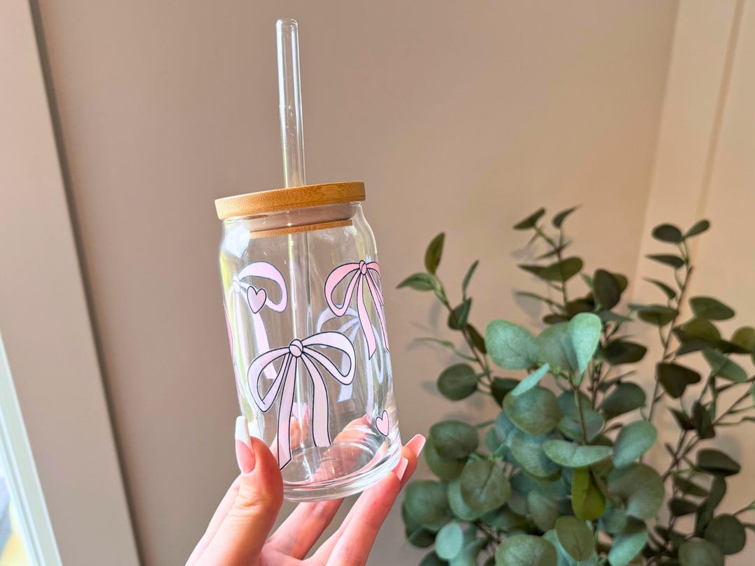 Coquette Bows | Cute Girly 16 Oz Glass Can | Libbey 209 | Gift Cup - Etsy