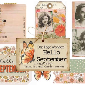One Page Wonders: Hello September, dagboek, doe-het-zelf, tags, dagboekkaarten, kunstenaarspallet, she art, kunstdagboek, herfst, doe-het-zelf, kleurenkaart