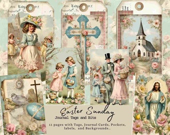 Easter Sunday- Faith Add-On, Shabby Chic, Junk Journal, Easter, Spring, Vintage, Journal Card, Tag, Labels, Easter Ephemera, Jesus, Bible