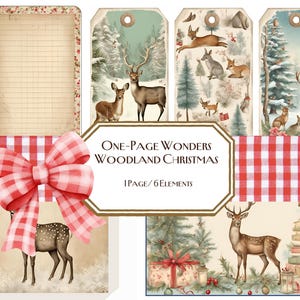 One Page Wonders: Woodland Christmas, dagboek, doe-het-zelf, cadeaukaartjes, kaarten, dagelijks december, patchwork junk journal kortstondig, vintage, armoedig