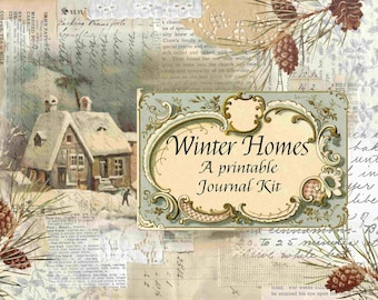 Winter Home Kit, Shabby Chic Winter, Shabby Journal, Weihnachten, Winter Journal, Haus Journal, Junk Journal Printable