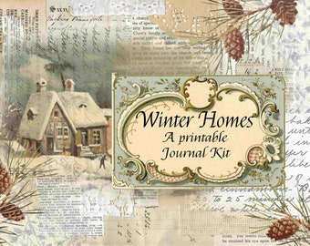 Winter Home Printable Kit, Shabby Chic Winter, Shabby Journal, Christmas Digital, Winter Journal, House Journal, Junk Journal Printable