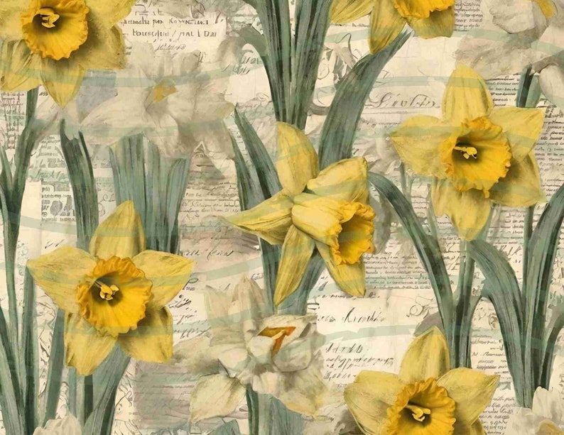 Darling Daffodil Journal Tags and Bits Kit, Umbrella, Junk Journal, Spring, Garden, Daffodils, Journal Card, Tag, Labels, Easter Ephemera image 7