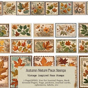 Herbst Stempel, Imitat Stempel, Vintage, Journal, Junk Journal, Tags, Karten, Ephemera, druckbare Stempel, Herbst, Floral, Thanksgiving, Gesegnet, ATC