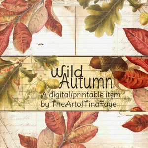 Wild Autumn Printable Journal Kit, Digital Journal Kit, Nature Journal, Autumn Journal, Handmade, Fall Journal, Autumn Leaves Journal