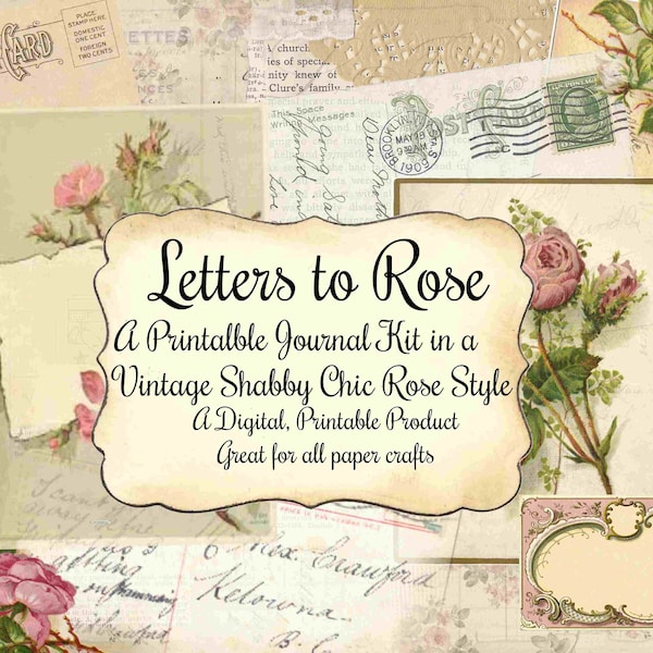 Letters To  Rose , Shabby Chic Rose, Love Letters, Rose Journal, Valentines Journal, Junk Journal, Shabby Journal, Romance