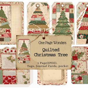 One Page Wonders: gewatteerde kerstboom, dagboek, doe-het-zelf, cadeaukaartjes, kaarten, december Daily, patchwork junk journal kortstondig, landelijk, armoedig