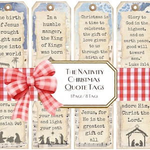 De geboorte van Christus kerstcitaat Tags, cadeaukaartjes, ongewenste dagboektags, dagboekkaarten, oude kerst, patchwork, dagelijks december, cadeau, Kerstmis
