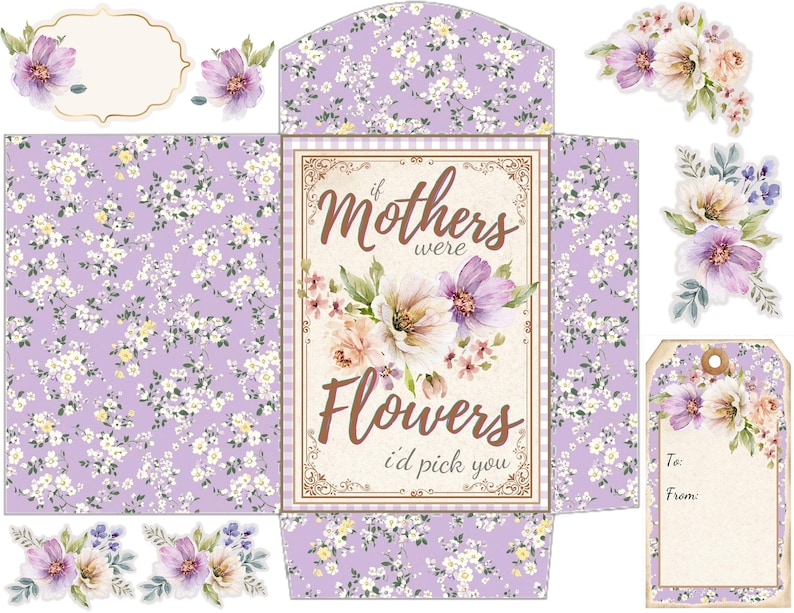 Mother's Day Seed Packet Card Printable Kit, Greeting Cards, Gift Tags ...