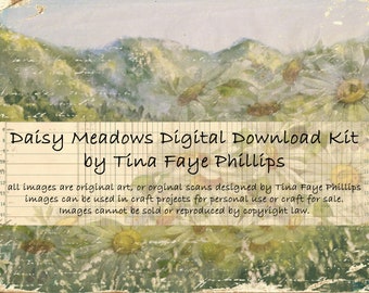 Daisy Meadows Download Printable Digital, Junk Journal Digital Prints, Nature Prints, Nature Digital Downlaod