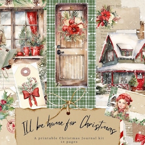 Ill be Home for Christmas Printable Journal Kit, Weihnachtsjournal, Weihnachten Digital, Winter Journal, Country Christmas, Digital